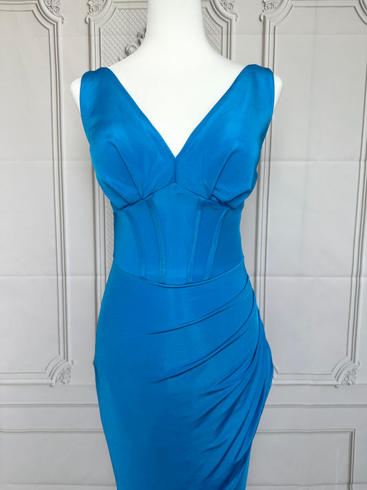 Robe corset bleu